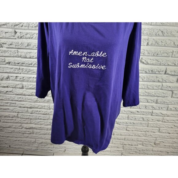Catherines Suprema Womens Top 2X Plus Blue Amenable Not Submissive BLU183E - Picture 4 of 7